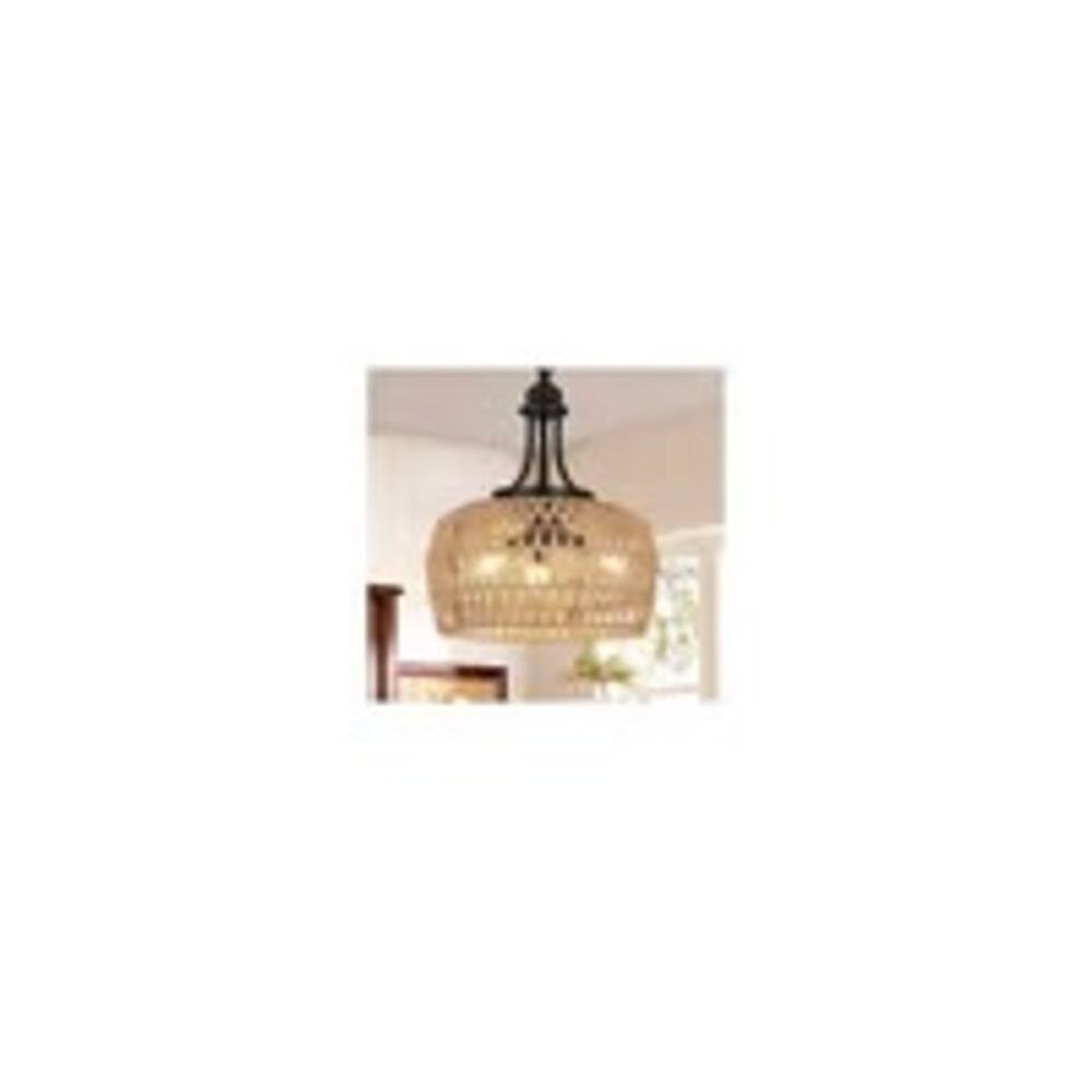 Farmhouse Chandelier for Dining Room, 3-Light Boho Rattan Chandelier NEW